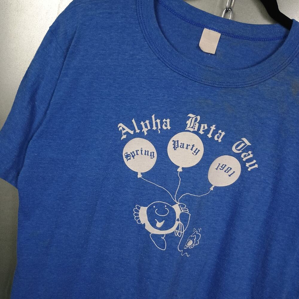 Ziggy Alpha Beta Tau Sorority Vintage 80s T-shirt Large Distressed Frat Greek